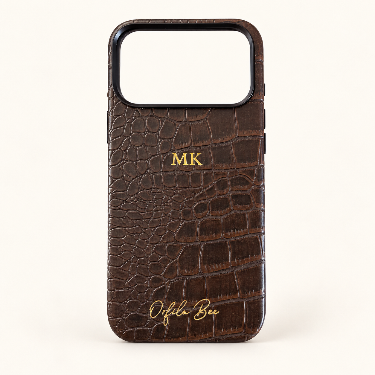 Cala Croc Vegan Leather MagSafe Phone Case in Espresso by Orfila Bee