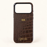 Cala Croc Vegan Leather MagSafe Phone Case in Espresso by Orfila Bee