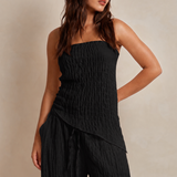 Mireya Asymmetric Bandeau Top - Black