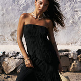 Mireya Asymmetric Bandeau Top - Black