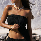 Mireya Asymmetric Bandeau Top - Black