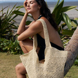 Marea Natural Straw Tote Bag - Oat
