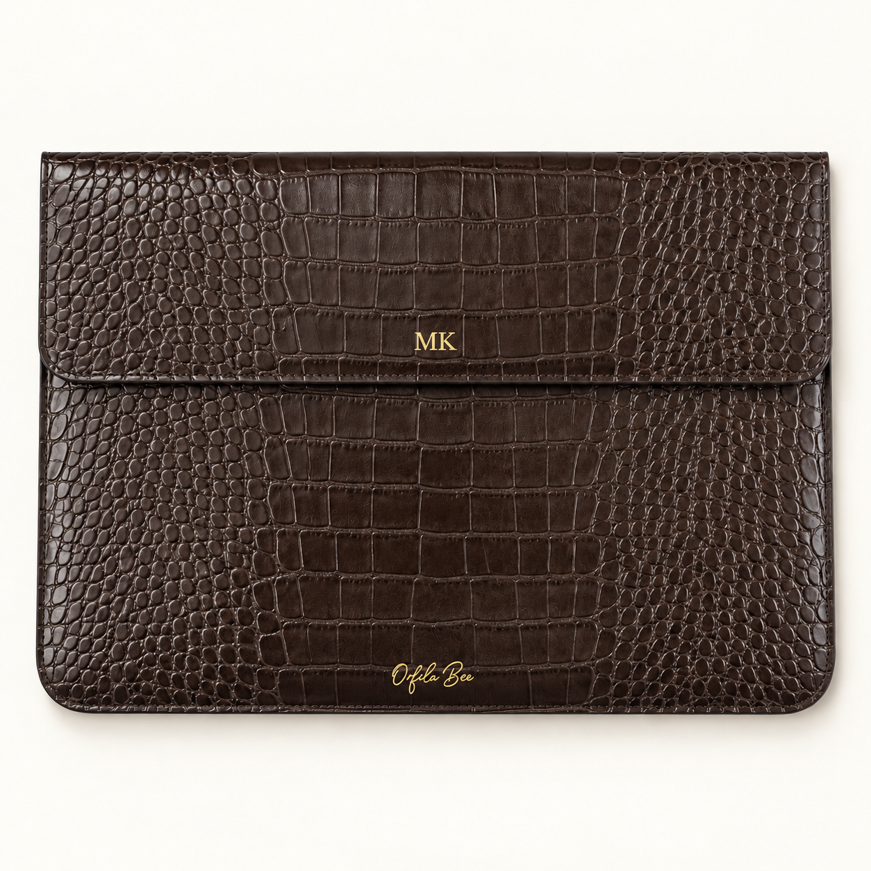 Cala Croc Vegan Leather Laptop Case in Espresso by Orfila Bee