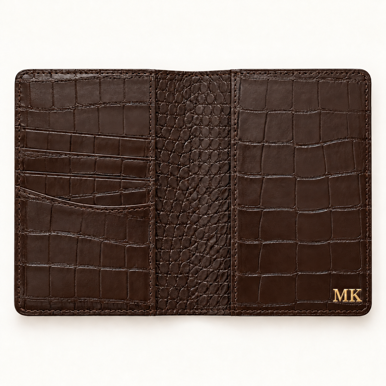 Cala Croc Vegan Leather Passport Holder & Luggage Tag Set in Espresso, view 3