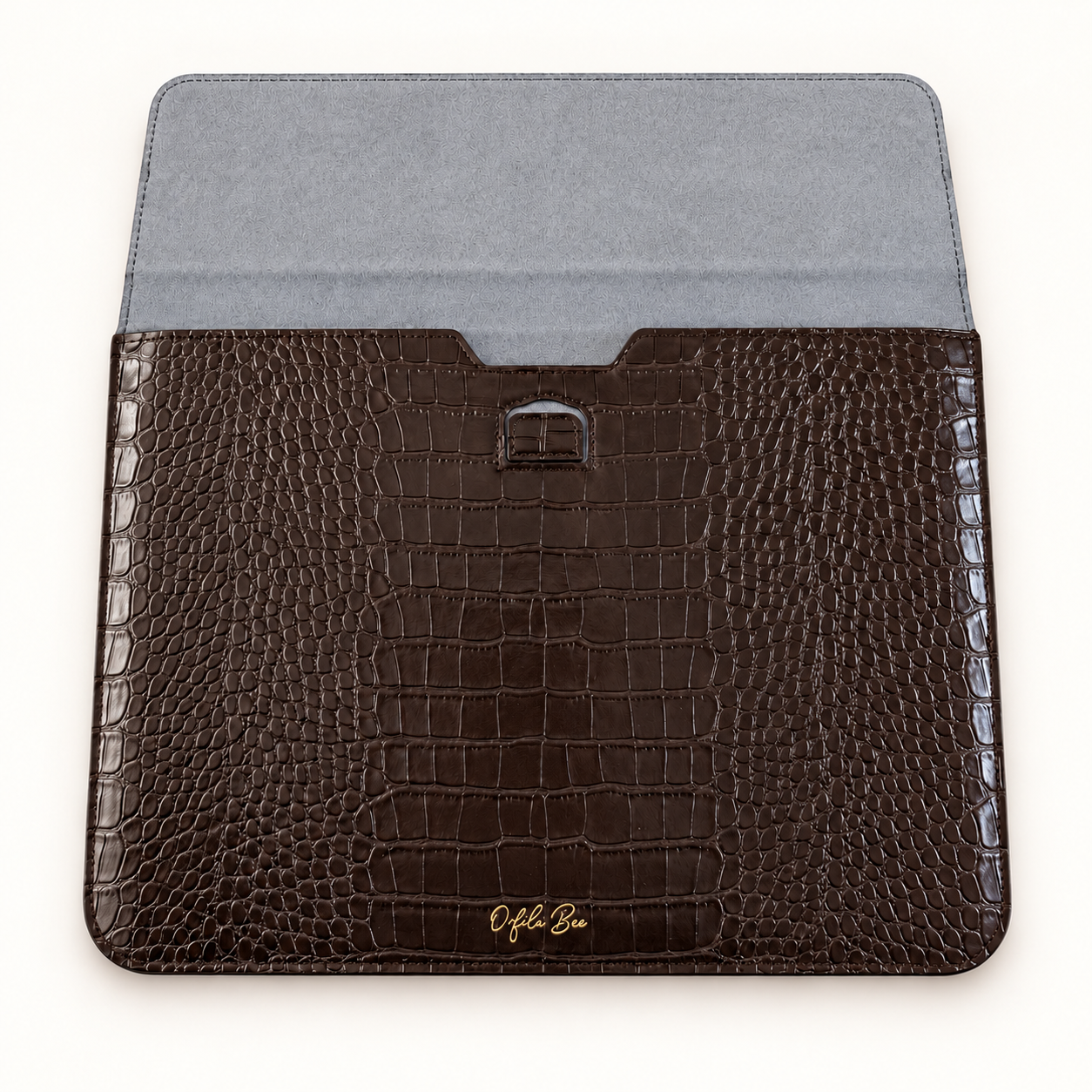 Cala Croc Vegan Leather Laptop Case in Espresso, view 3