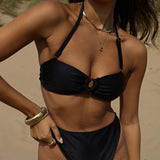 Gisela High Shine Bikini Bottom - Black