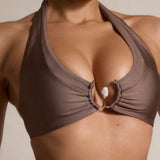 Perla Halter Bikini Top - Latte