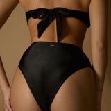Gisela High Shine Bikini Bottom - Black