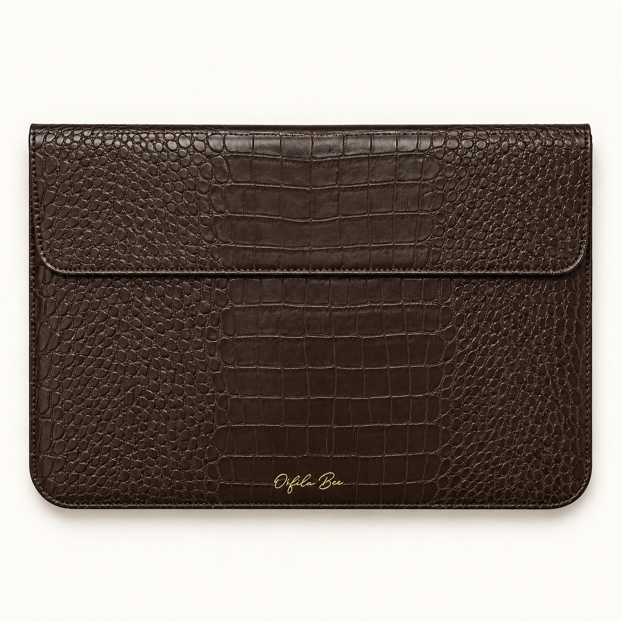 Cala Croc Vegan Leather Laptop Case in Espresso, view 2