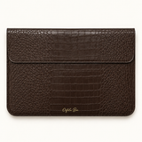 Cala Croc Vegan Leather Laptop Case in Espresso, view 2