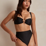Aira High Waisted Bikini Bottoms - Black