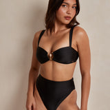 Aira High Waisted Bikini Bottoms - Black