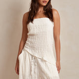 Mireya Asymmetric Bandeau Top - Coconut