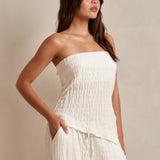 Mireya Asymmetric Bandeau Top - Coconut
