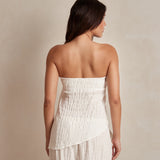 Mireya Asymmetric Bandeau Top - Coconut